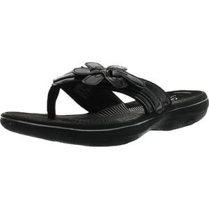 Cloudsteppers by Clarks Womens Brinley Flora H Black Thong Sandals Shoes NWT